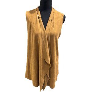The Moon Faux Suede Brown Leather Vest Size M